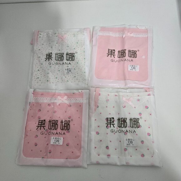 Girls 4 Pack Camisole Undershirts with Lace trim and Bow - Size 120 (US 6-7) - Picture 2 of 5